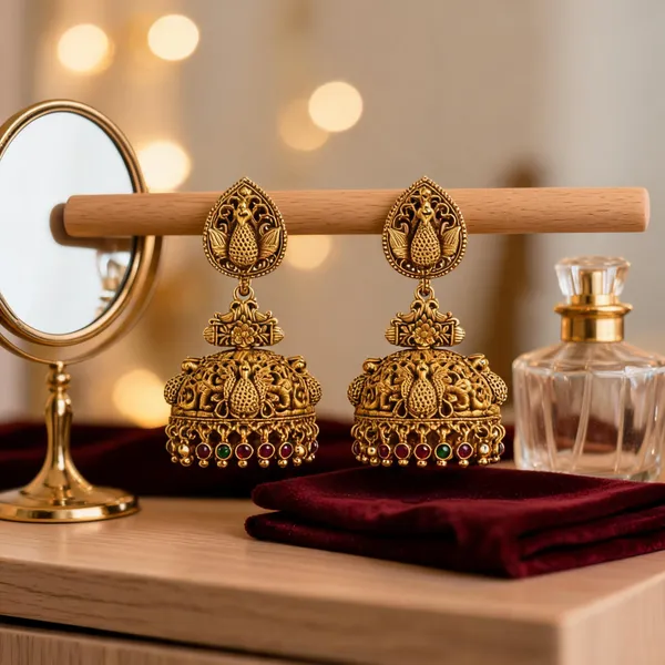 Grand_Peacock_Traditional_Jhumka_Red