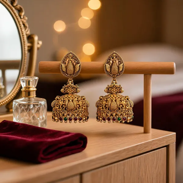 Grand_Peacock_Traditional_Jhumka_Green