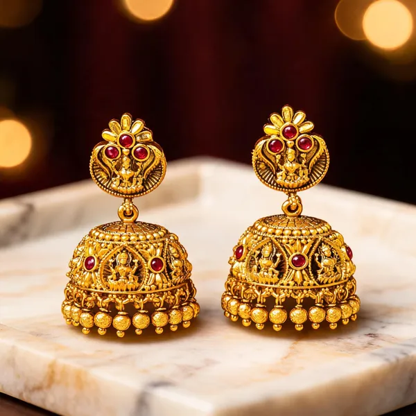 Divine_Lakshmi_Gold_Plated_Jhumka_Red