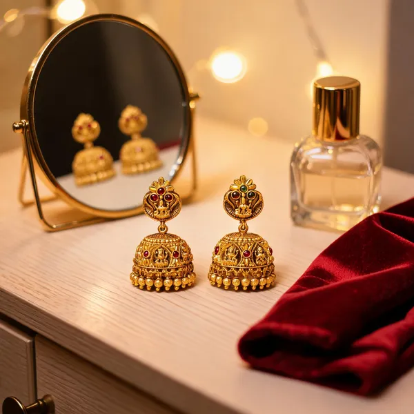 Divine_Lakshmi_Gold_Plated_Jhumka_Red