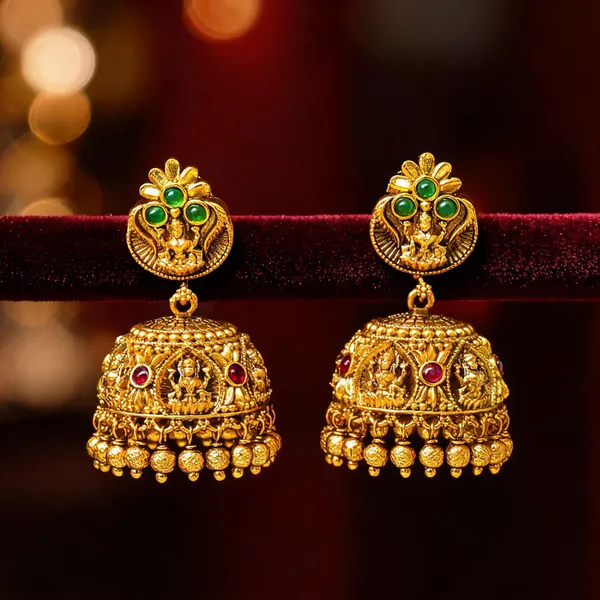 Divine_Lakshmi_Gold_Plated_Jhumka_Green