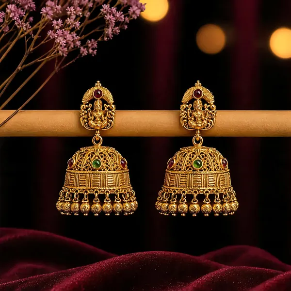 Elegant_Lakshmi_Antique_Gold_Plated_Jhumka_Green