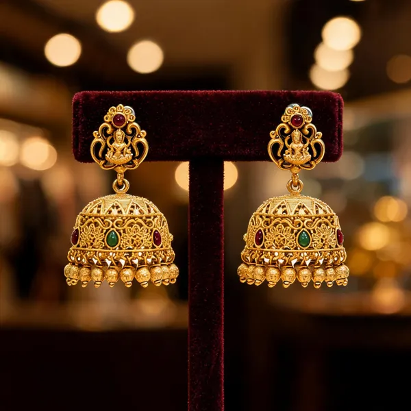 Antique_Temple_Gold_Plated_Jhumka_Green
