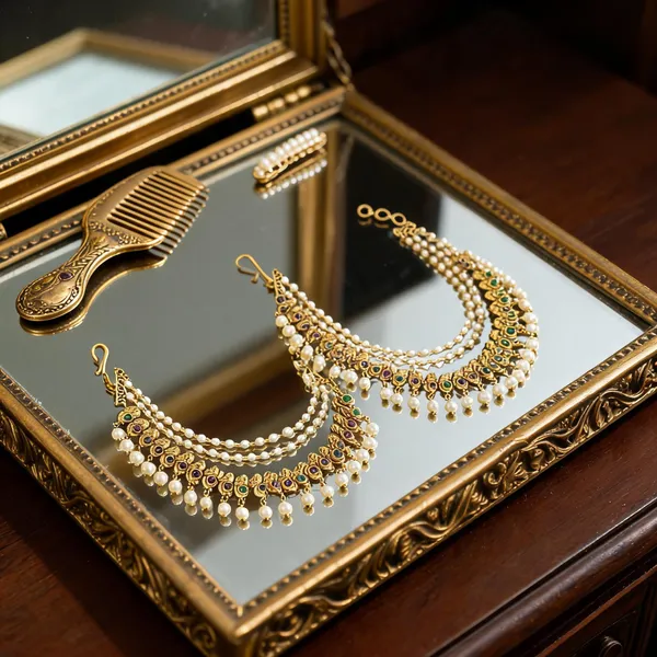 Temple_Heritage_Gold_Plated_Ear_Chain_Green