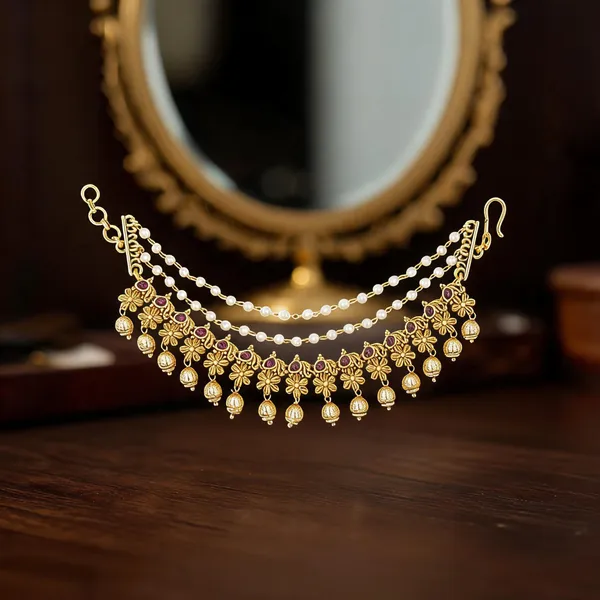 Antique_Temple_Design_Ear_Chain_Red