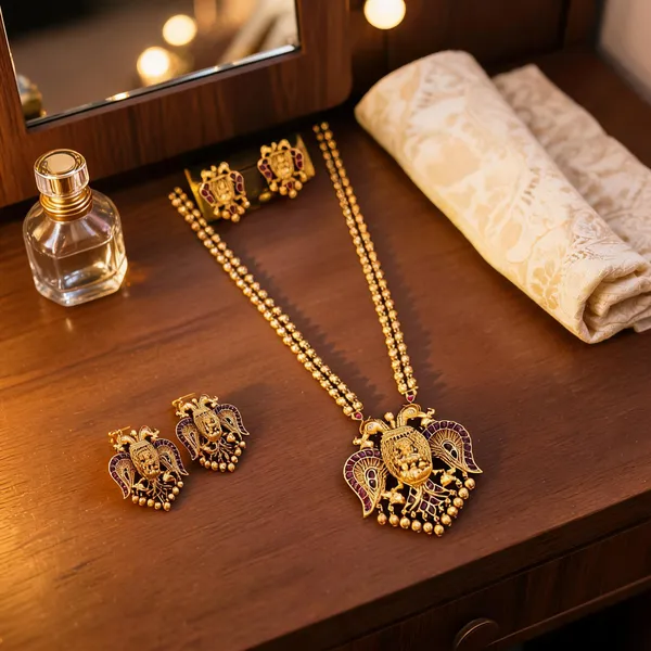 Antique_Gandaberunda_Pendant_Set_Red