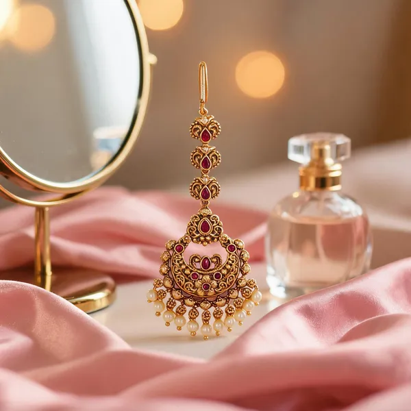 Stunning_Antique_Finish_Gold_Plated_Maang_Tikka_Red