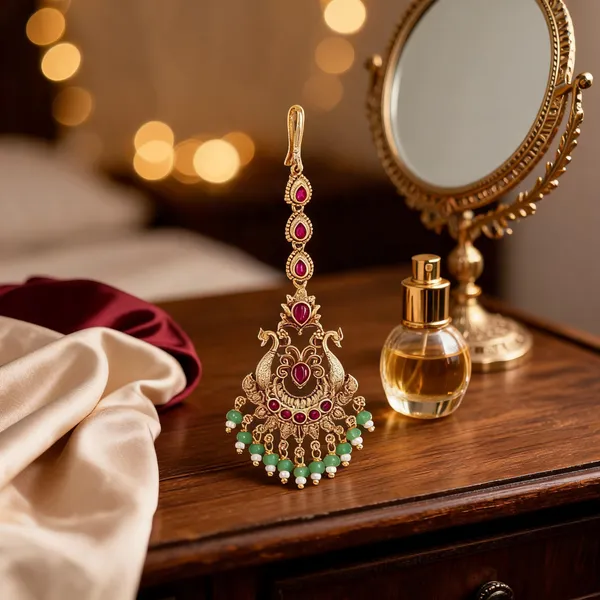 Antique_Finish_Maang_Tikka_For_Wedding_Red