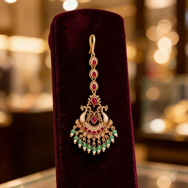 Antique_Finish_Maang_Tikka_For_Wedding_Red