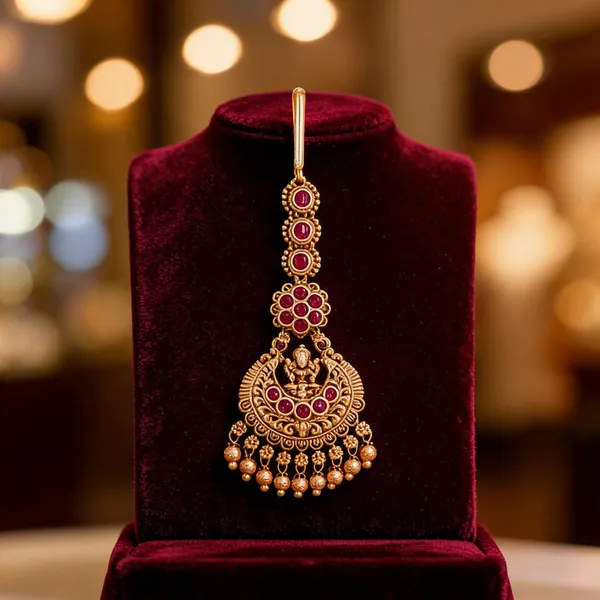 Handcrafted_Lakshmi_Temple_Maang_Tikka_Red