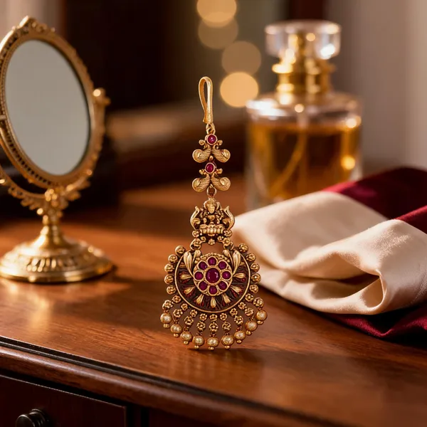 Antique_Lakshmi_Temple_Maang_Tikka_Red