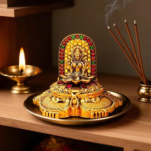 Antique_Finish_Handcrafted_Lakshmi_Sindoor_Box_Green