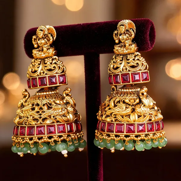 Antique_Lakshmi_Jhumka_Red