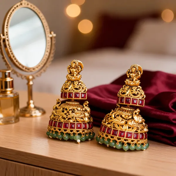 Antique_Lakshmi_Jhumka_Red