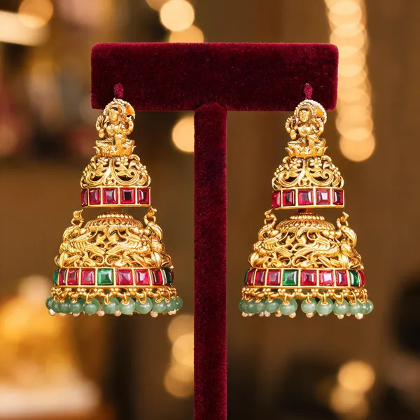 Antique_Lakshmi_Jhumka_Green