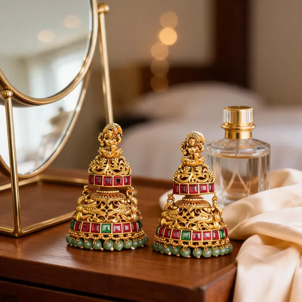 Antique_Lakshmi_Jhumka_Green