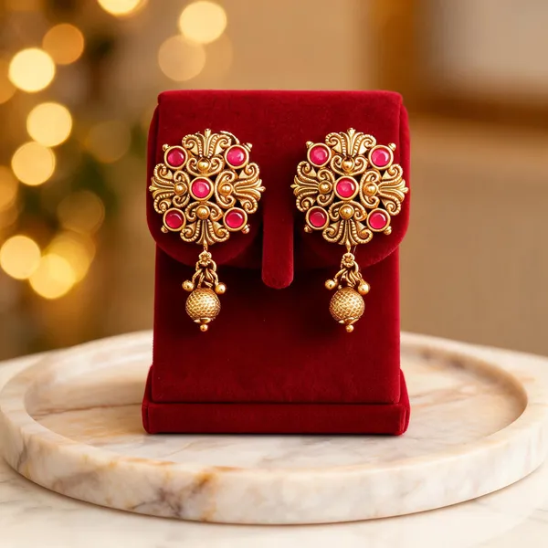 Antique_Flower_Gold_Plated_Bali_Red