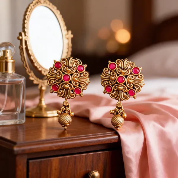 Antique_Flower_Gold_Plated_Bali_Red