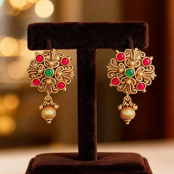 Antique_Flower_Gold_Plated_Bali_Green