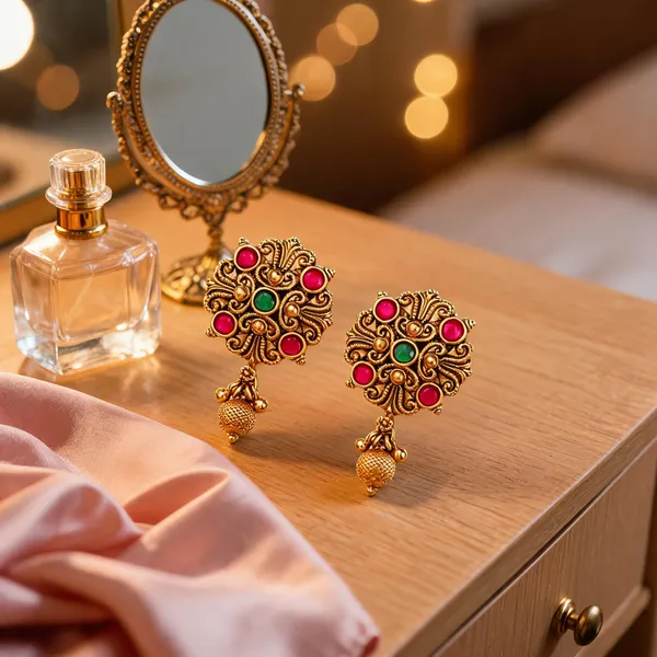 Antique_Flower_Gold_Plated_Bali_Green