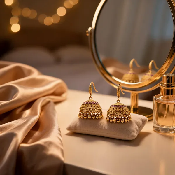 Antique_Temple_Jhumka_Red