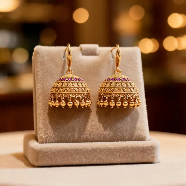 Antique_Temple_Jhumka_Red