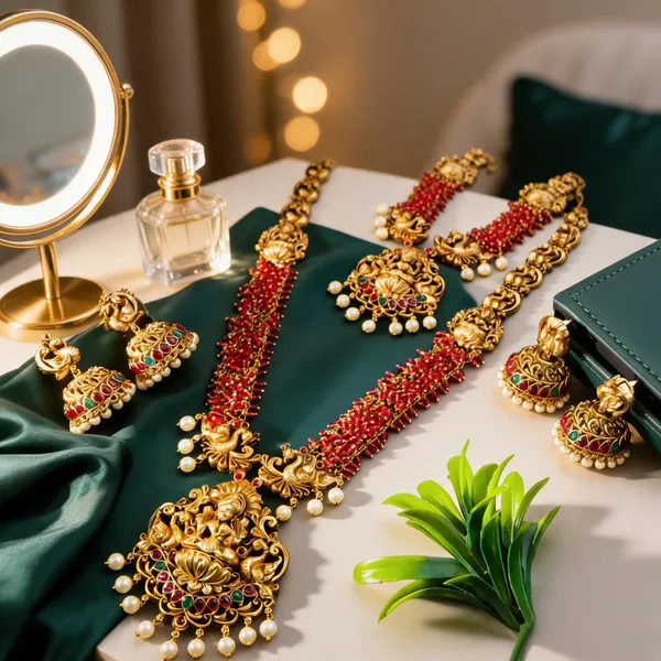 Lakshmi_Peacock_Combo_Necklace_Set_Red