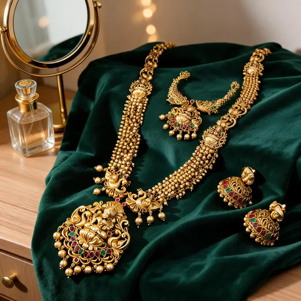 Lakshmi_Peacock_Combo_Necklace_Set_Gold