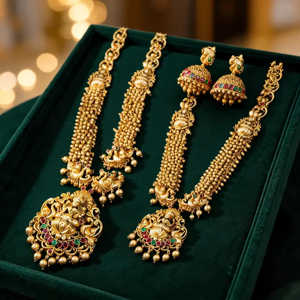 Lakshmi_Peacock_Combo_Necklace_Set_Gold