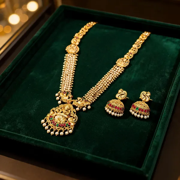 Lakshmi_Peacock_Long_Necklace_Set_Gold