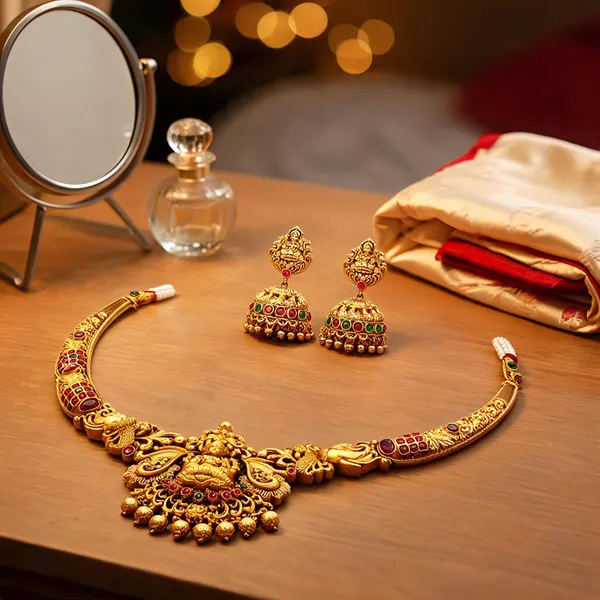 Lakshmi_Peacock_Necklace_Set_Red