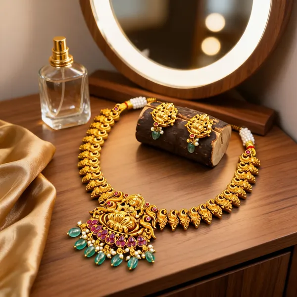 Antique_Lakshmi_Necklace_Set_Red