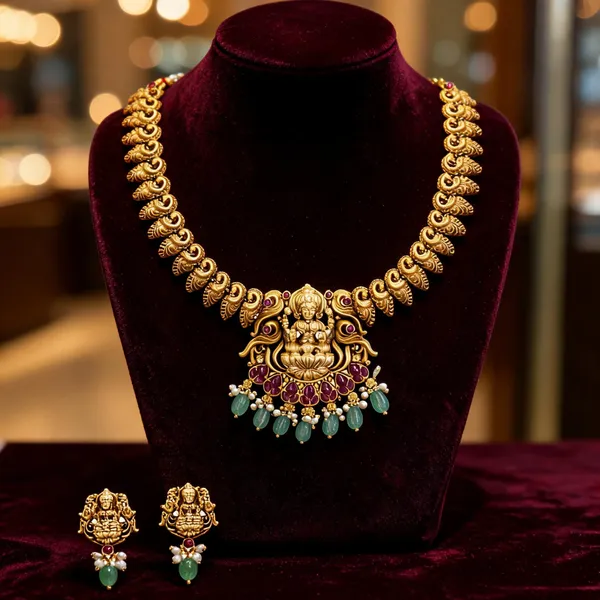 Antique_Lakshmi_Necklace_Set_Green