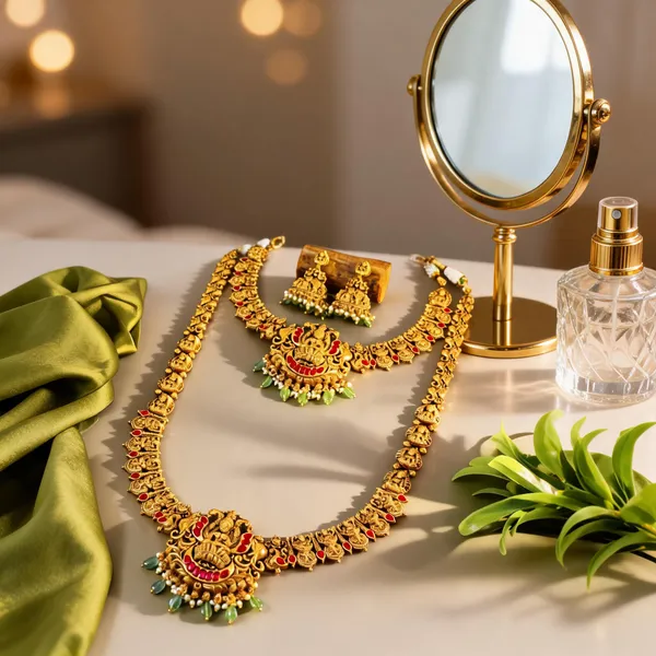Divine_Lakshmi_Temple_Combo_Necklace_Set_Red