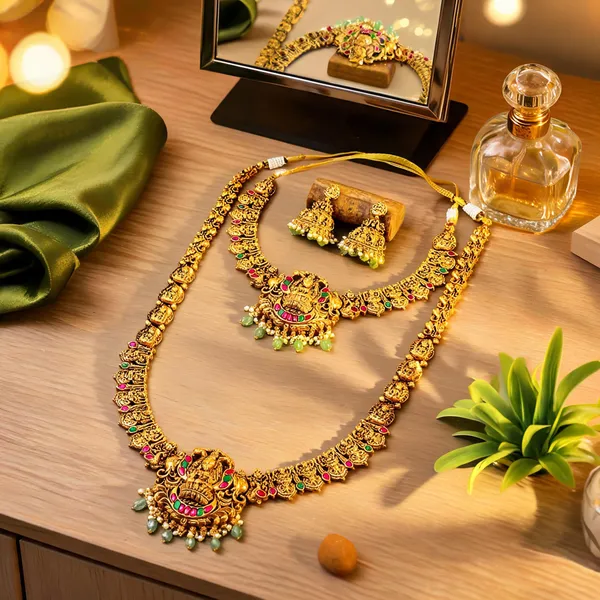 Divine_Lakshmi_Temple_Combo_Necklace_Set_Green