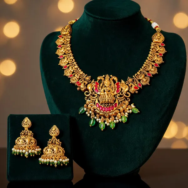 Divine_Lakshmi_Temple_Short_Necklace_Set_Red