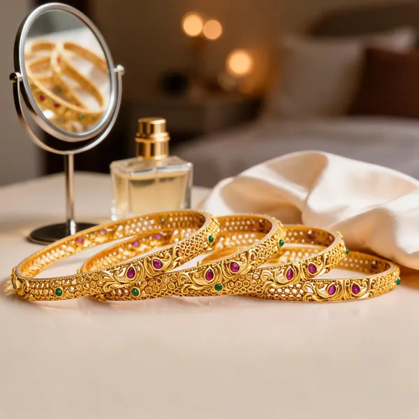 Regal_Peacock_Gold_Plated_Antique_Bangle_Green_Pack_Of_4