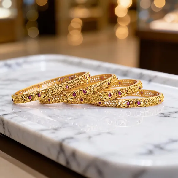 Regal_Peacock_Gold_Plated_Antique_Bangle_Red_Pack_Of_4