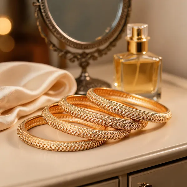 Antique_Gold_Plated_Paired_Bangle_With_Detailed_Finish_Pack_Of_4