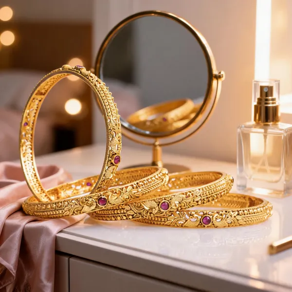 Peacock_Gold_Plated_Temple_Bangle_Red_Pack_Of_4