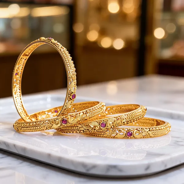 Peacock_Gold_Plated_Temple_Bangle_Red_Pack_Of_4
