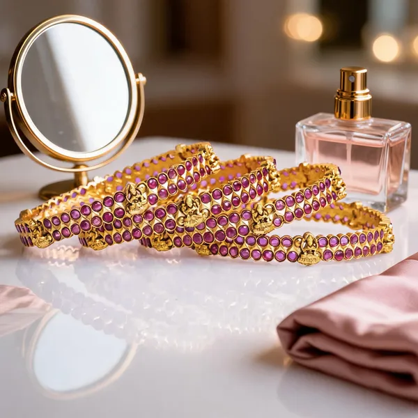 Divine_Lakshmi_Temple_Bangles_In_Gold_Finish_Red_Pack_Of_4