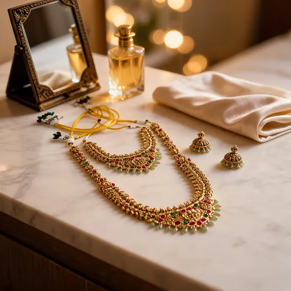 Lakshmi_Temple_Jewellery_Combo_Necklace_Set_Green