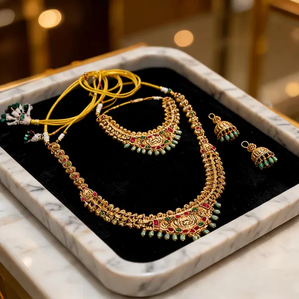 Lakshmi_Temple_Jewellery_Combo_Necklace_Set_Green