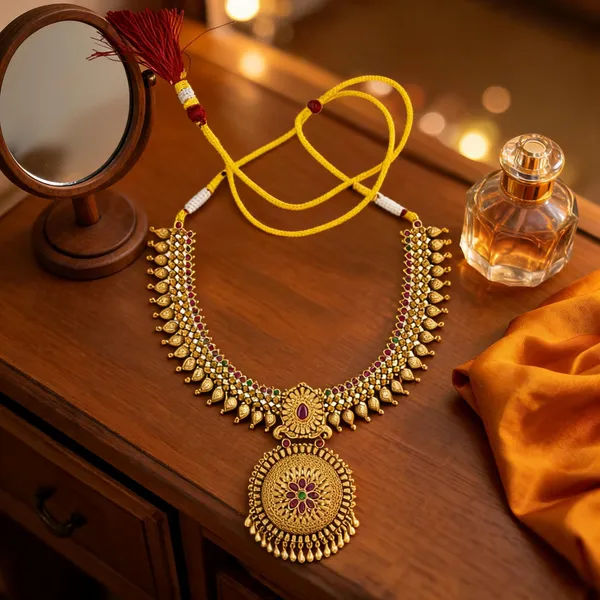 Intricate_Temple_Short_Necklace_Green