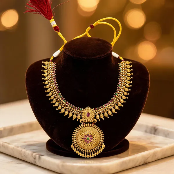 Intricate_Temple_Short_Necklace_Green