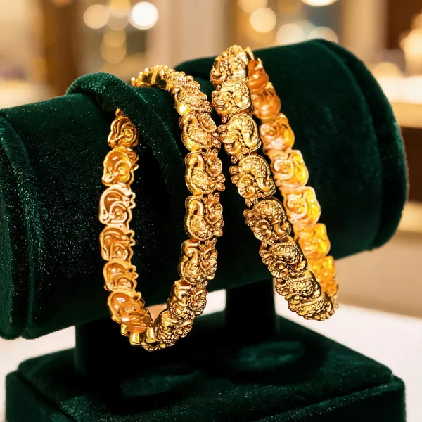 Antique_Gold_Plated_Peacock_Bangle_Gold_Pack_Of_2