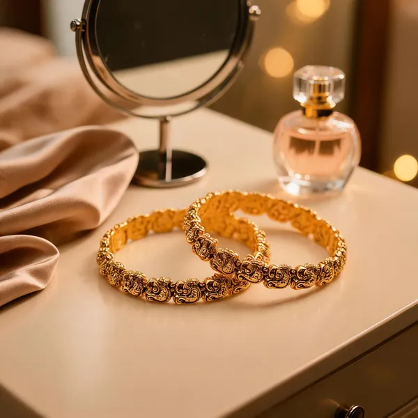 Antique_Gold_Plated_Peacock_Bangle_Gold_Pack_Of_2