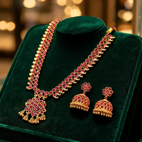 Ruby_Antique_Temple_Necklace_Set_Red