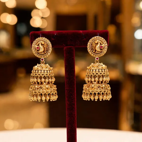 Long_Peacock_Gold_Plated_Jhumka_Red